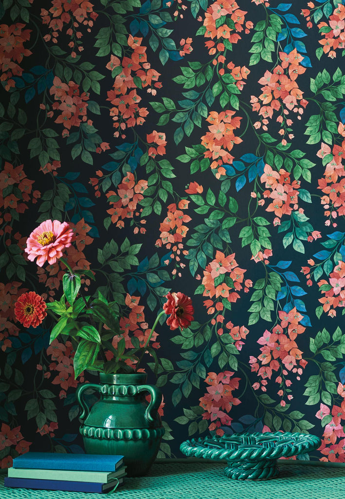 Cole & Son BOUGAINVILLEA ROUGE/GREEN/C SKY/CHARCOAL Wallpaper