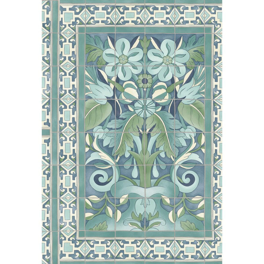 Cole & Son Triana Teal & Dark Teal On Denim Wallpaper