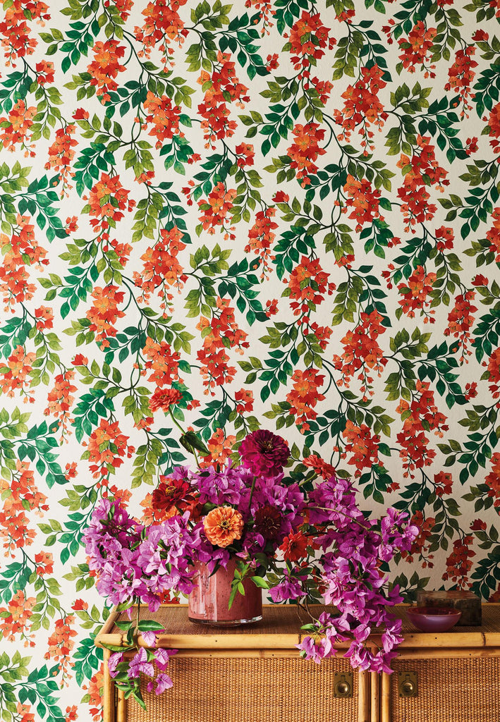 Cole & Son BOUGAINVILLEA ROUGE/OLIVE GRN/EMERALD/CRM Wallpaper