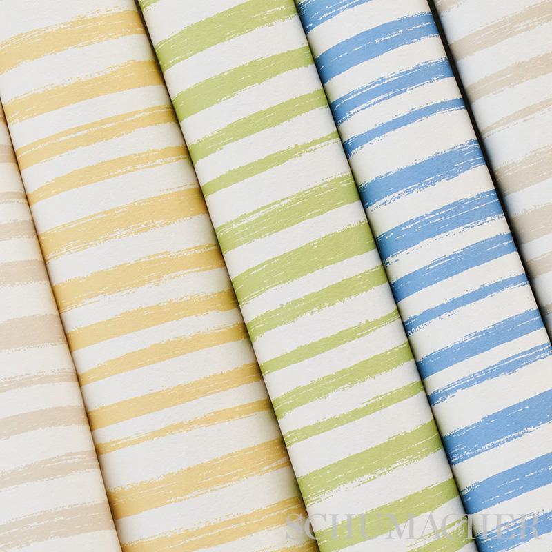 Schumacher Sketched Stripe Yellow Wallpaper