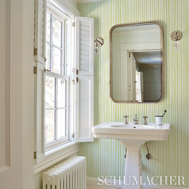 Schumacher Sketched Stripe Yellow Wallpaper