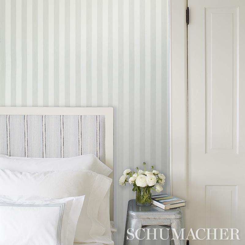 Schumacher Edwin Stripe Medium Navy Wallpaper