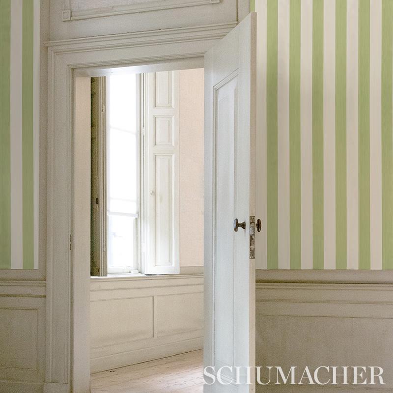 Schumacher Edwin Stripe Wide Ocean Wallpaper