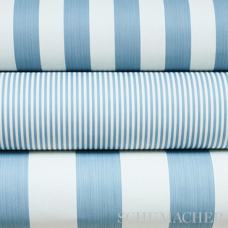 Schumacher Edwin Stripe Wide Slate Wallpaper