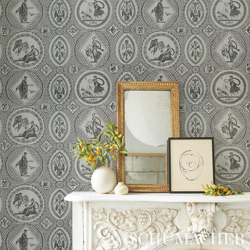 Schumacher Les Scenes Contemporaines Black Wallpaper