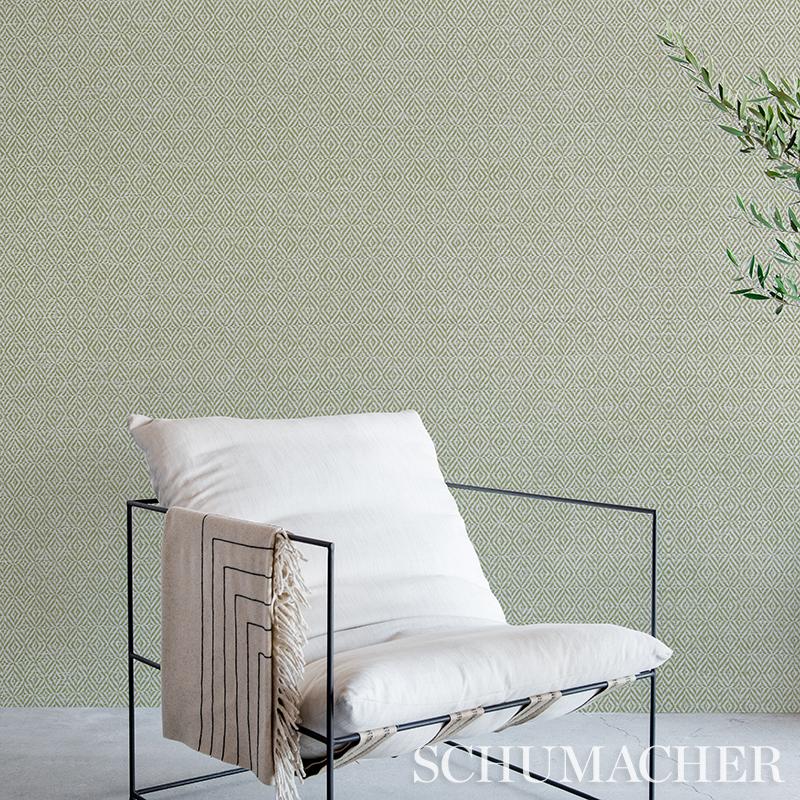 Schumacher Jubilee Paperweave Green Wallpaper