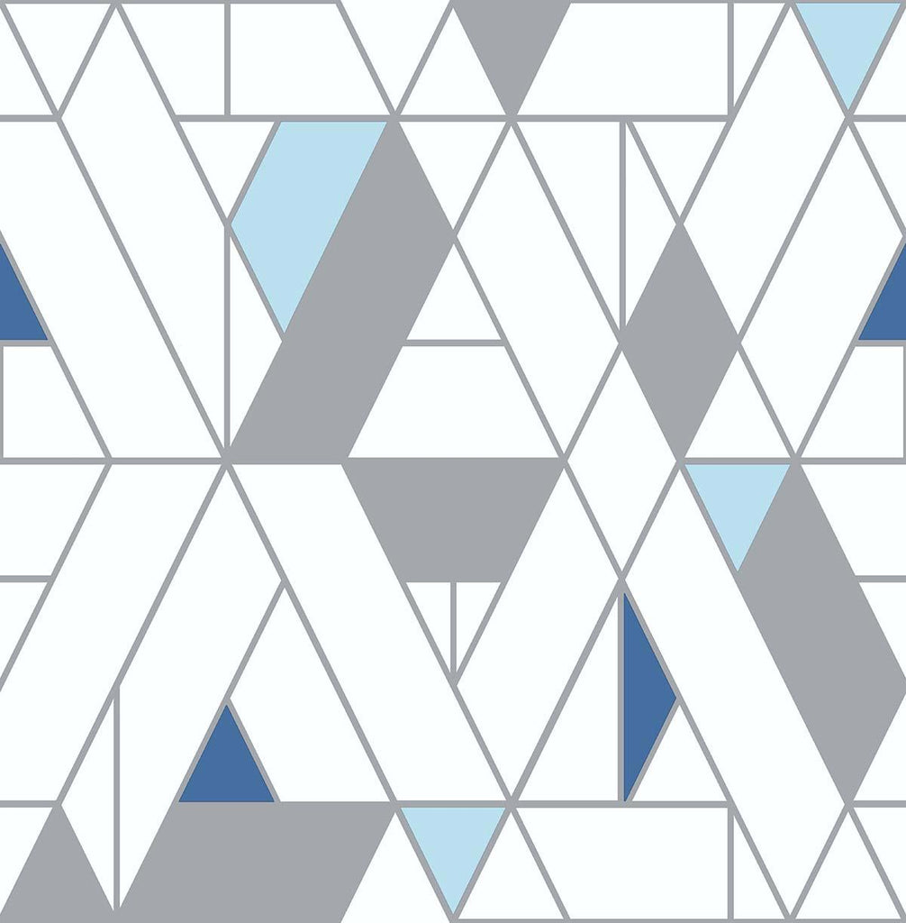 Seabrook Kaleidoscope Blue & Gray Wallpaper