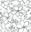 Seabrook Linework Floral Black Wallpaper