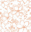 Seabrook Linework Floral Orange Wallpaper