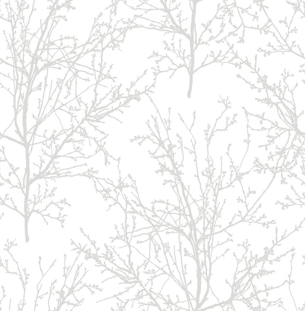 Seabrook Tree Branches Pearl Gray Wallpaper