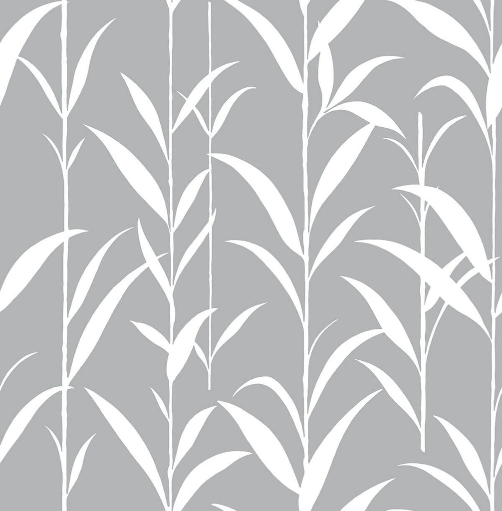 Seabrook Bamboo Leaves Gray Wallpaper