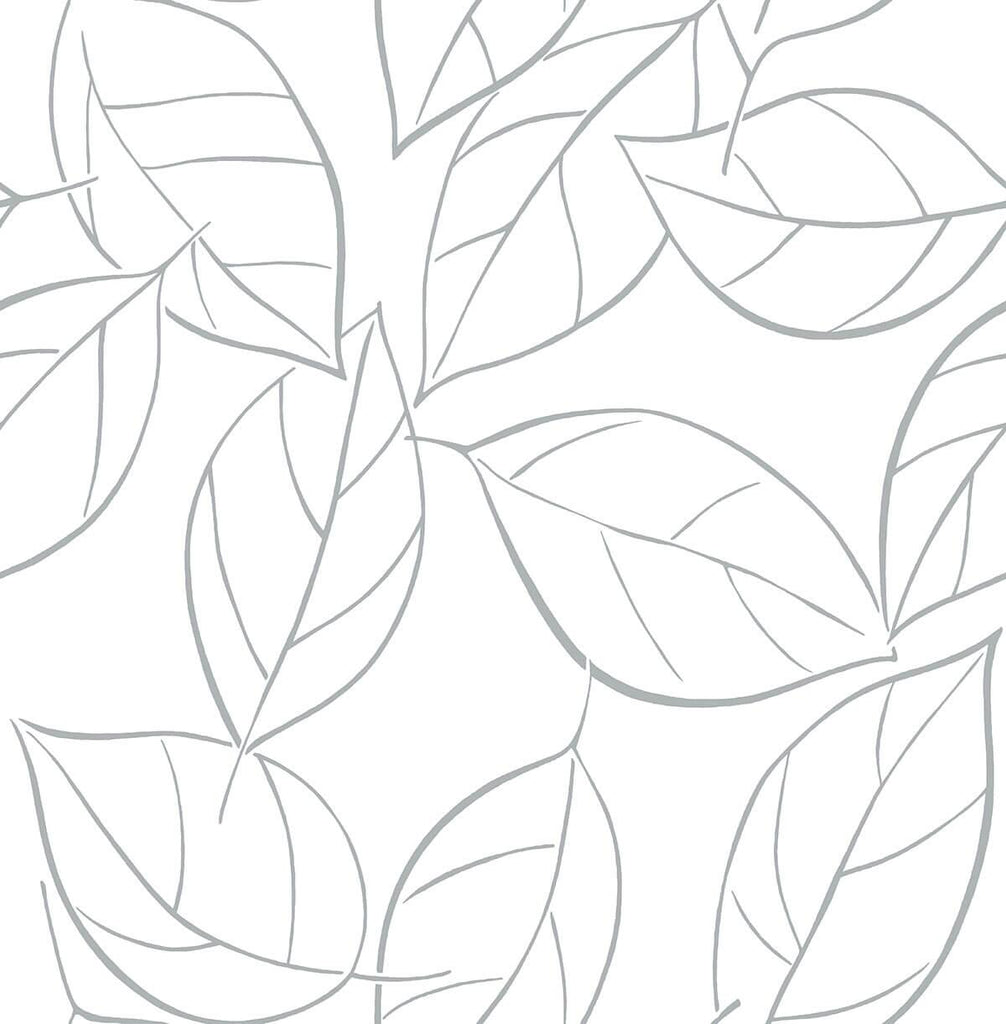 Seabrook Tossed Leaves Daydream Gray Wallpaper