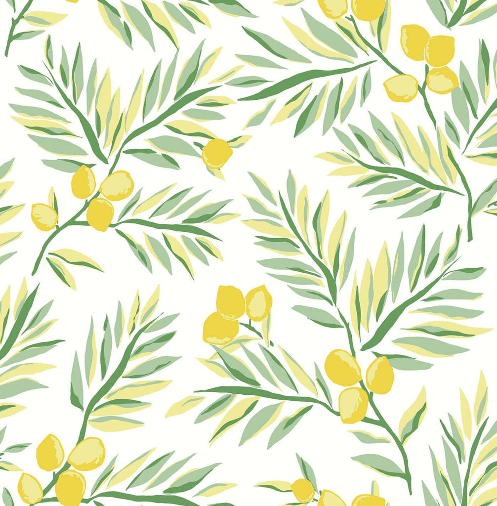 Seabrook Lemon Branch Lemon & Sage Wallpaper