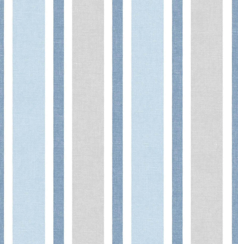 Seabrook Linen Cut Stripe Bluebird & Carrara Wallpaper