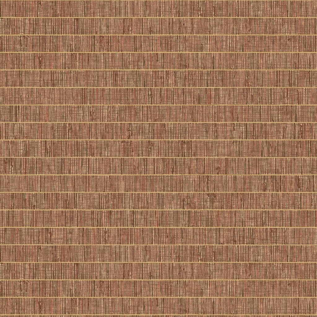 Seabrook Blue Grass Band Terra Cotta Wallpaper