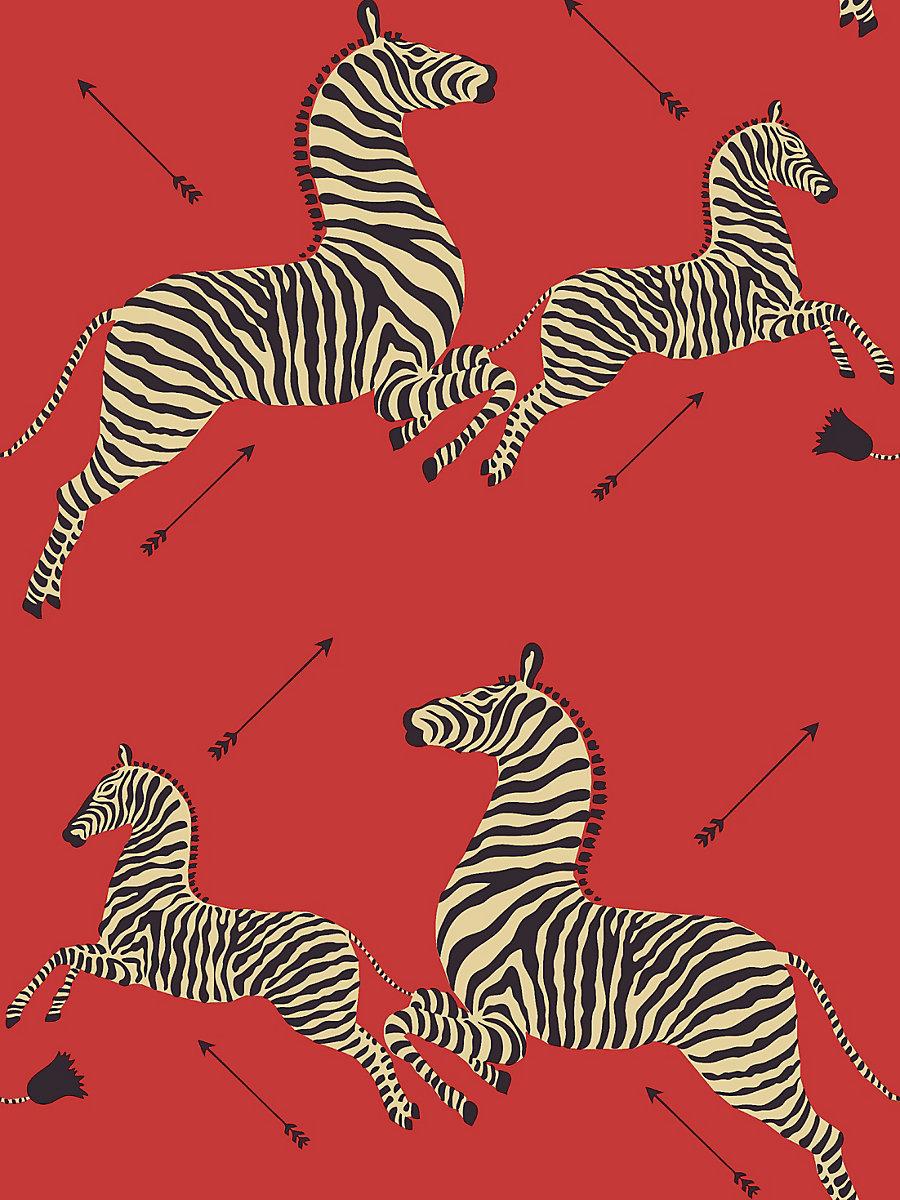 Scalamandre Zebras - Removable Masai Red Wallpaper – DecoratorsBest