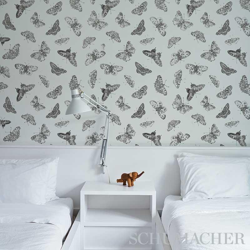 Schumacher Burnell Butterfly Ivory Wallpaper