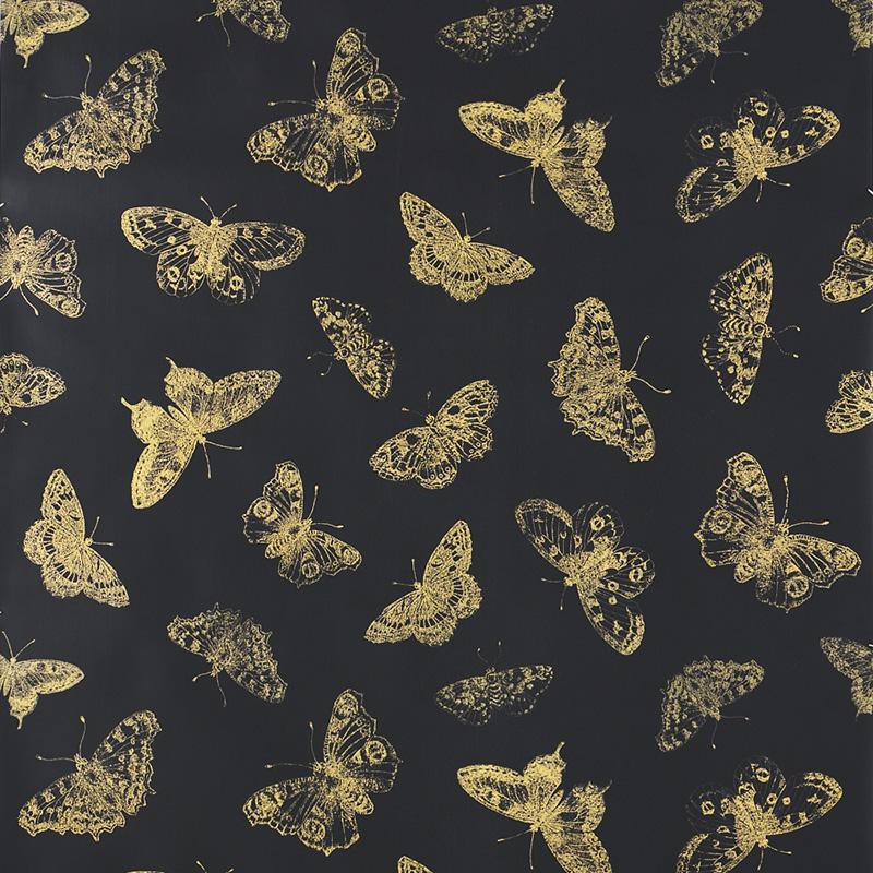 Schumacher Burnell Butterfly Black Wallpaper