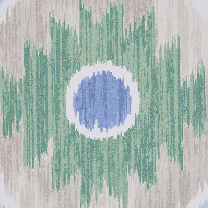 Schumacher Elizia Ikat Green & Blue Wallpaper