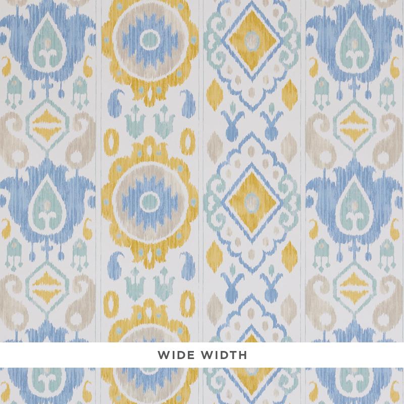 Schumacher Elizia Ikat Sky & Ochre Wallpaper