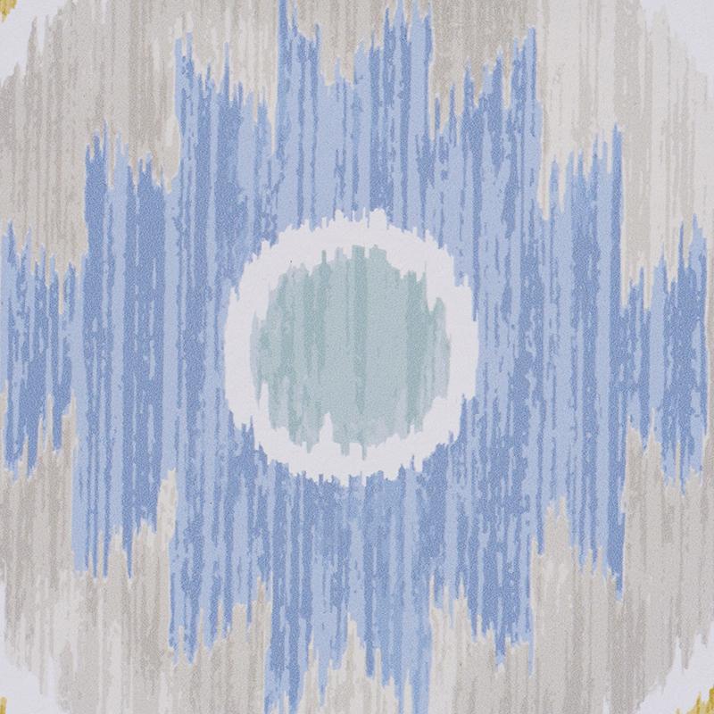 Schumacher Elizia Ikat Sky & Ochre Wallpaper