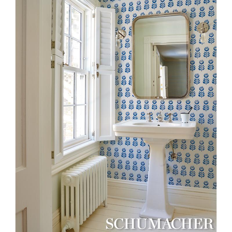 Schumacher Rosenborg Navy Wallpaper