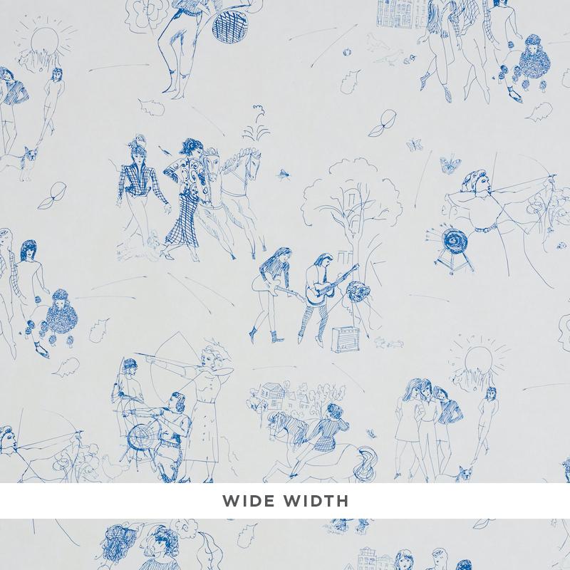 Schumacher Toile De Femmes Indigo Wallpaper