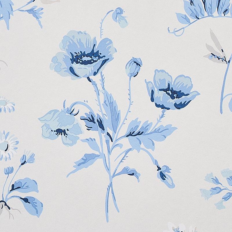 Schumacher Floreana Blue Wallpaper