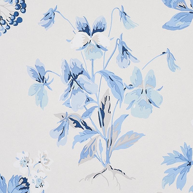 Schumacher Floreana Blue Wallpaper