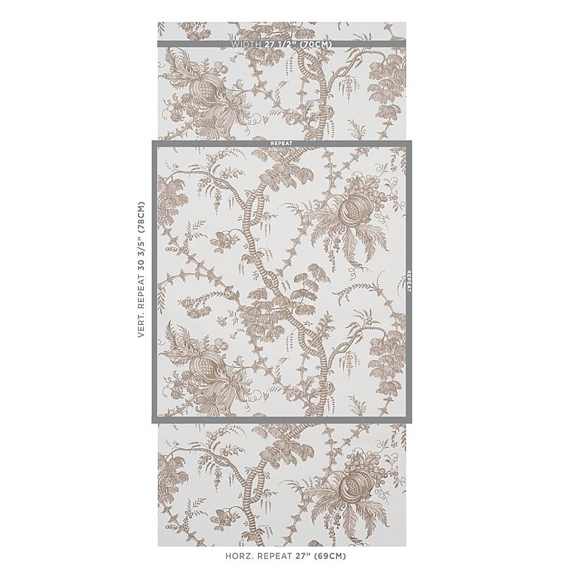 Schumacher San Cristobal Toile Cocoa Wallpaper