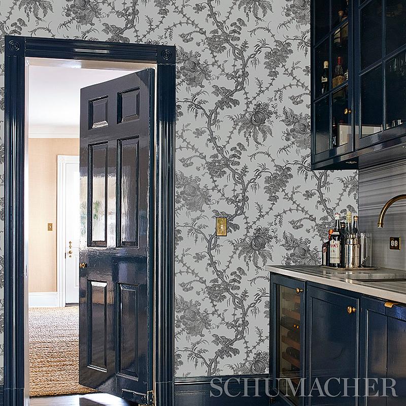 Schumacher San Cristobal Toile Cocoa Wallpaper