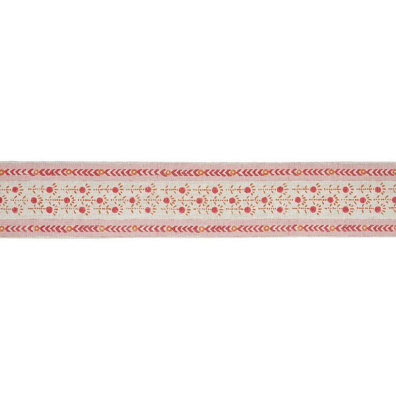 Schumacher Pica Bella Hand Blocked Tape Pink & Orange Trim