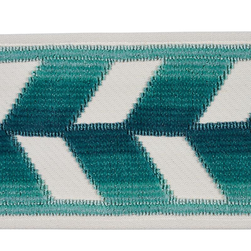 Schumacher Chevron Strie Velvet Tape Peacock Trim