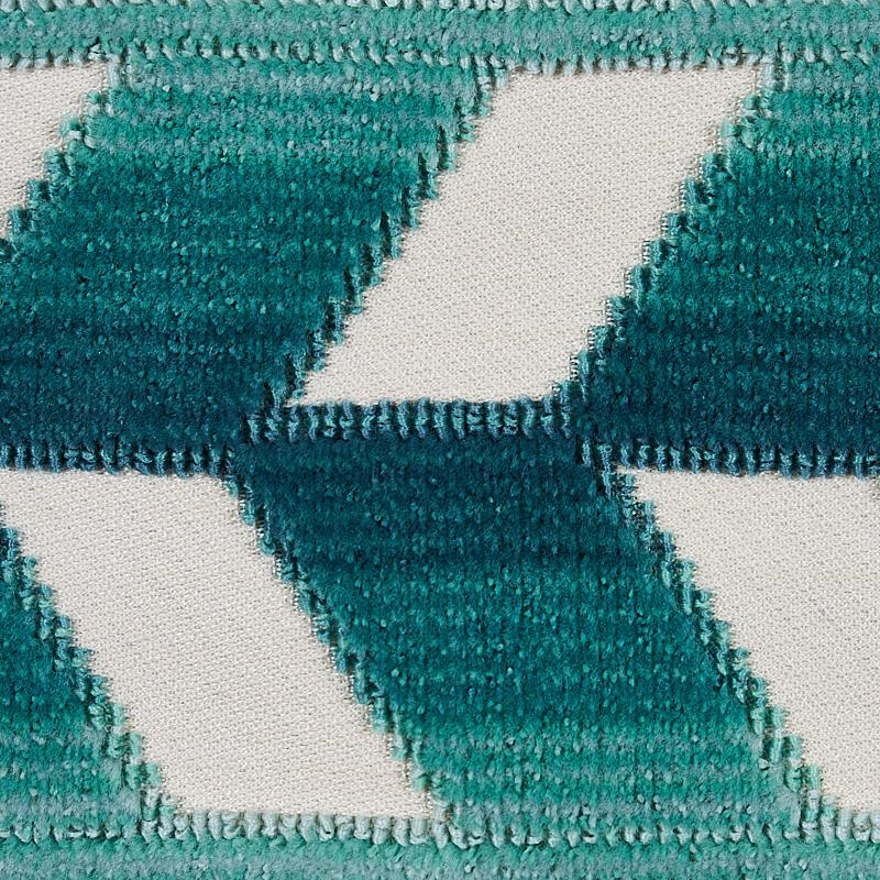 Schumacher Chevron Strie Velvet Tape Peacock Trim