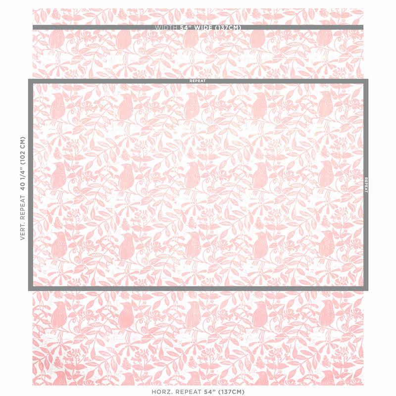 Schumacher Bird & Bee Pink Fabric