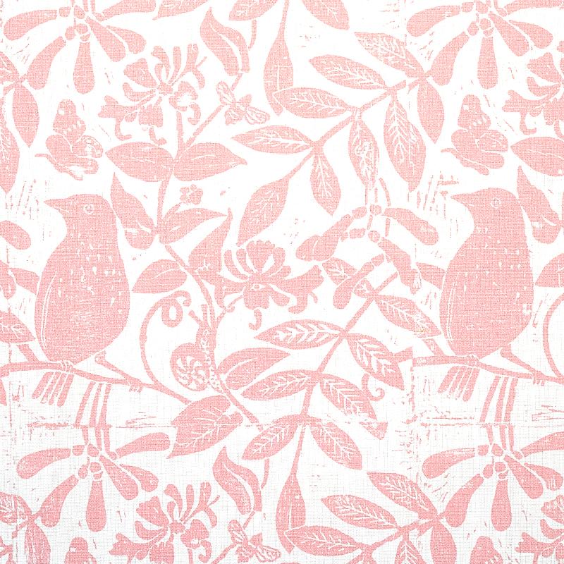 Schumacher Bird & Bee Pink Fabric