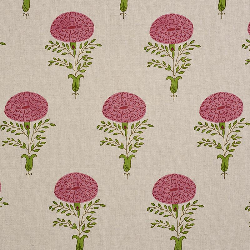 Schumacher Marigold Hand Block Print Pink Fabric