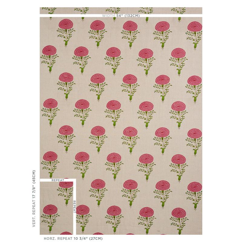 Schumacher Marigold Hand Block Print Pink Fabric