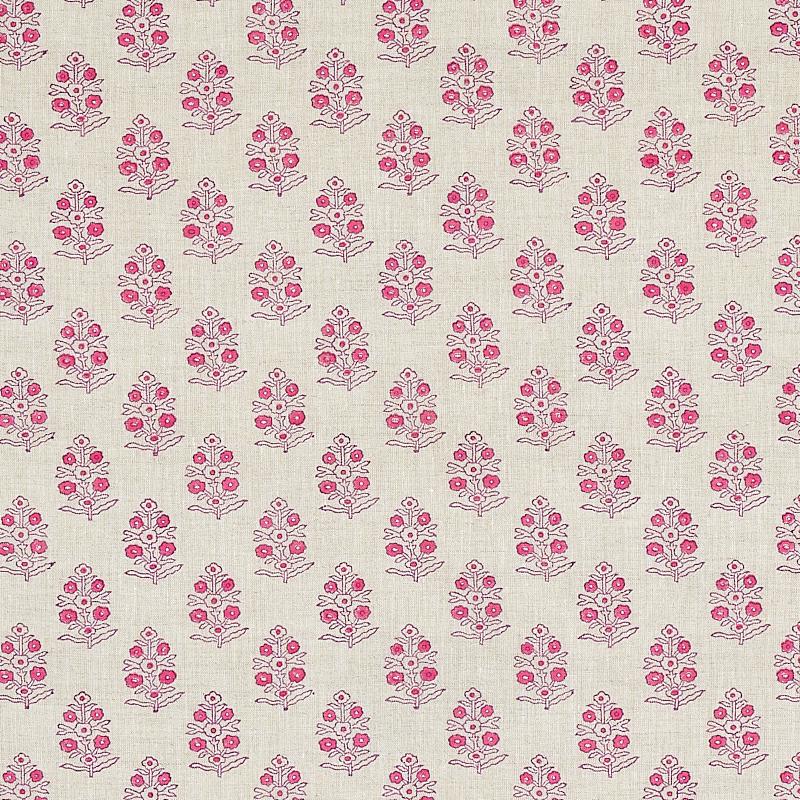 Schumacher Aditi Hand Blocked Print Pink Fabric