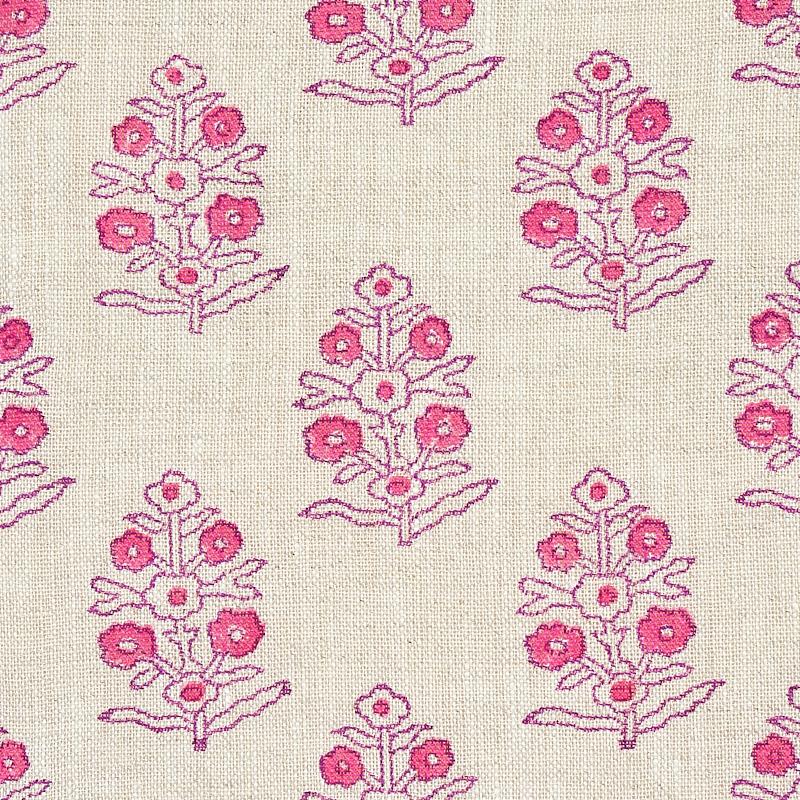 Schumacher Aditi Hand Blocked Print Pink Fabric