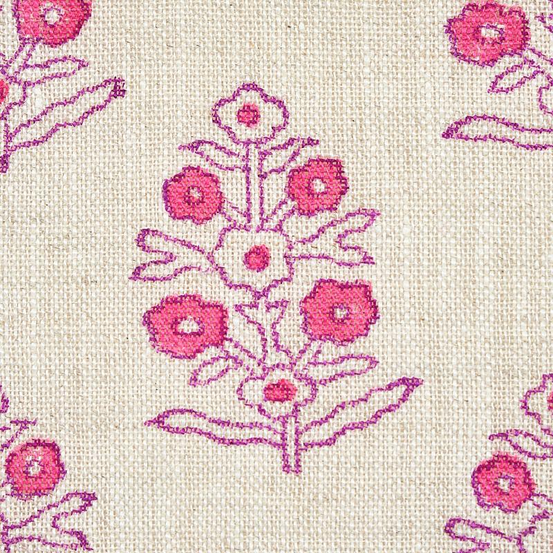 Schumacher Aditi Hand Blocked Print Pink Fabric