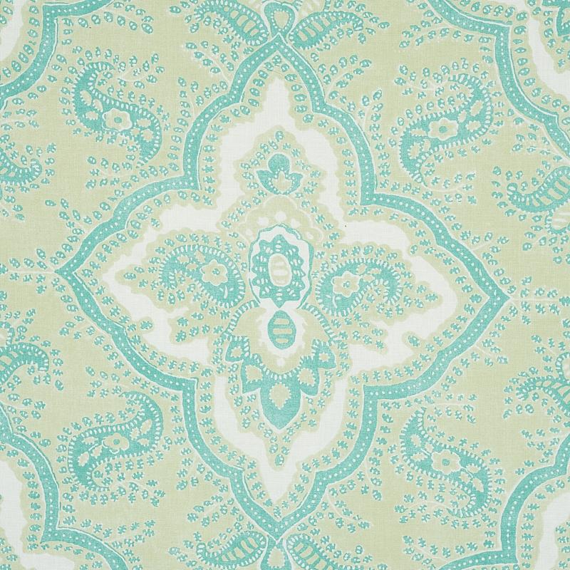 Schumacher Amalia Medallion Handmade Print Mineral Fabric