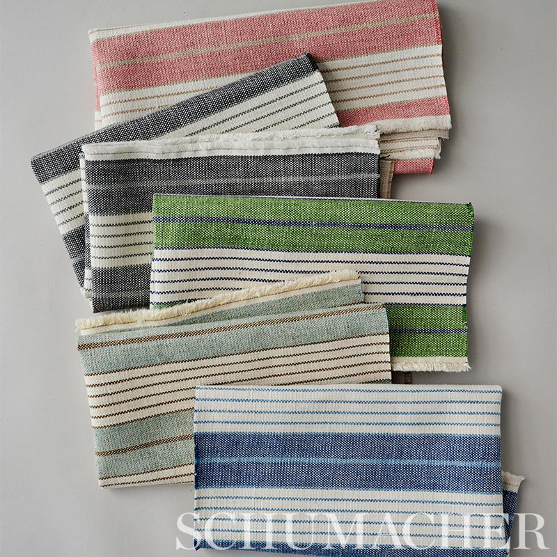 Schumacher Horst Stripe Sky Fabric