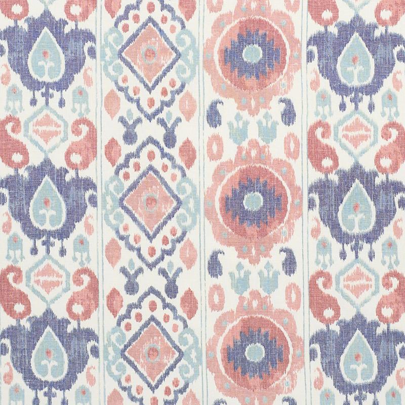 Schumacher Elizia Ikat Rose & Indigo Fabric