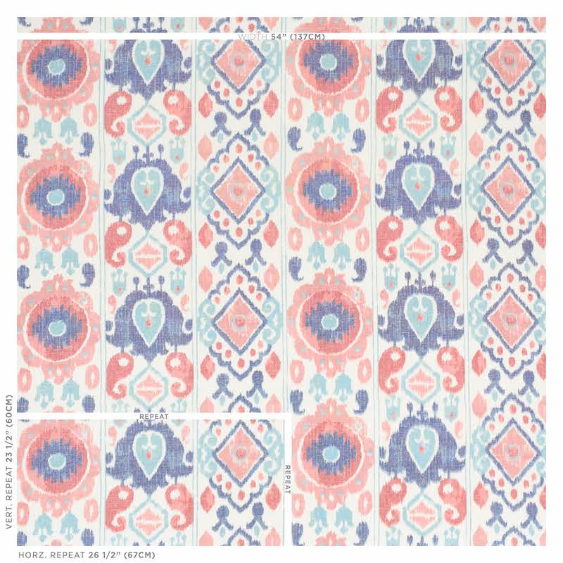 Schumacher Elizia Ikat Rose & Indigo Fabric