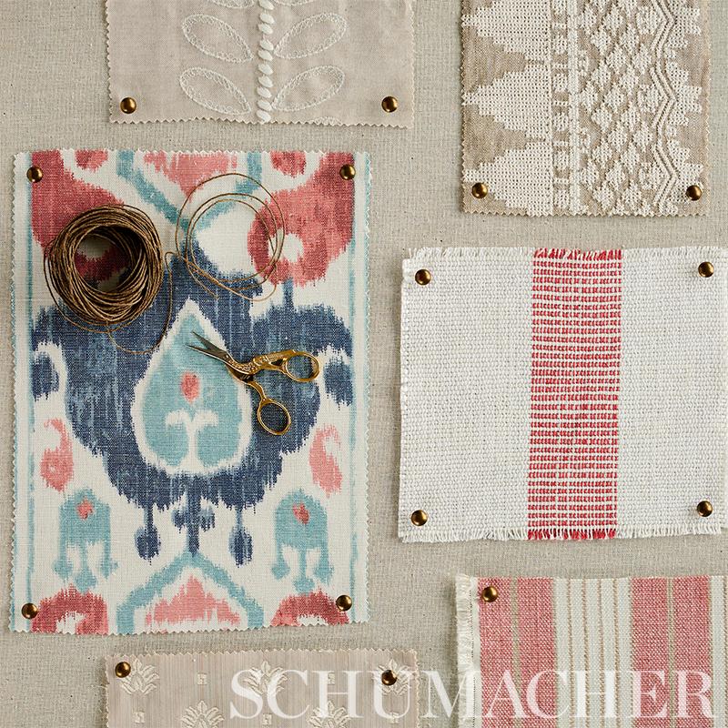 Schumacher Elizia Ikat Rose & Indigo Fabric