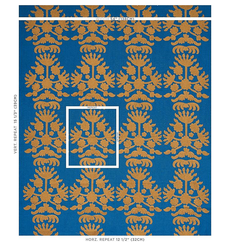 Schumacher Cybele Embroidery Blue Fabric