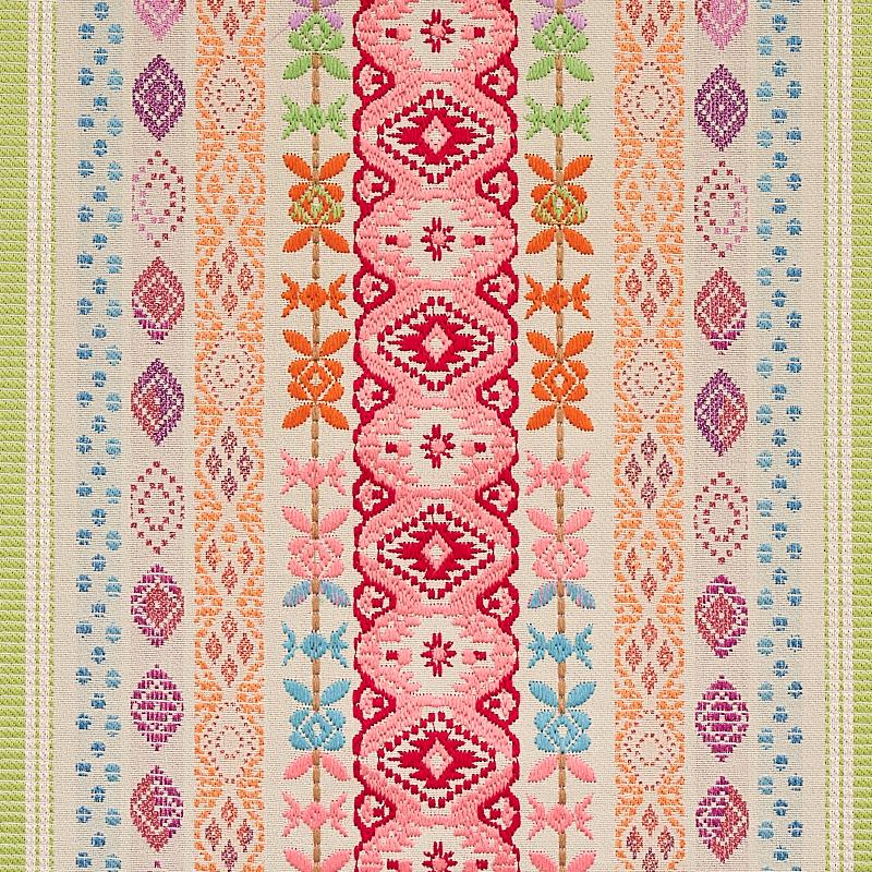 Schumacher Cosima Embroidery Pink Multi Fabric