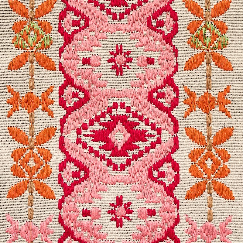 Schumacher Cosima Embroidery Pink Multi Fabric