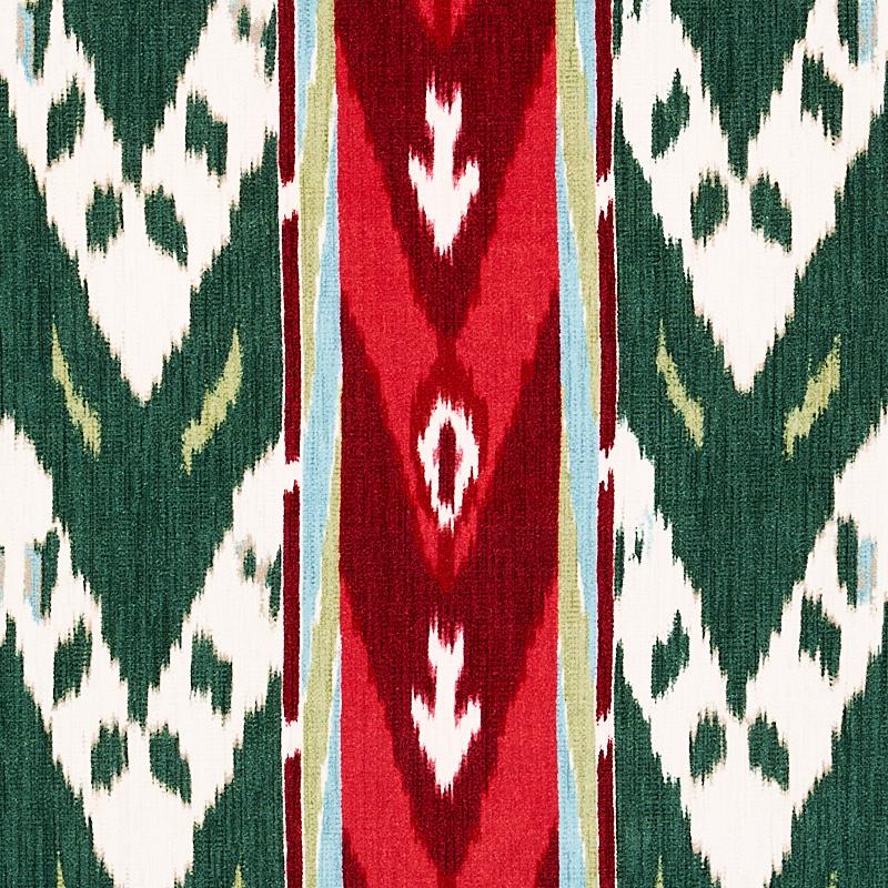 Schumacher Samar Ikat Velvet Green Fabric